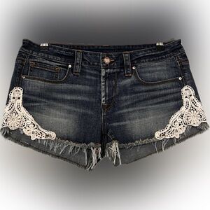Crochet Denim Shorts